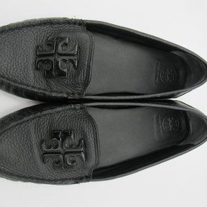 Tory Burch Lowell 2 Tumbled Leather Driver Loafer Black 7M